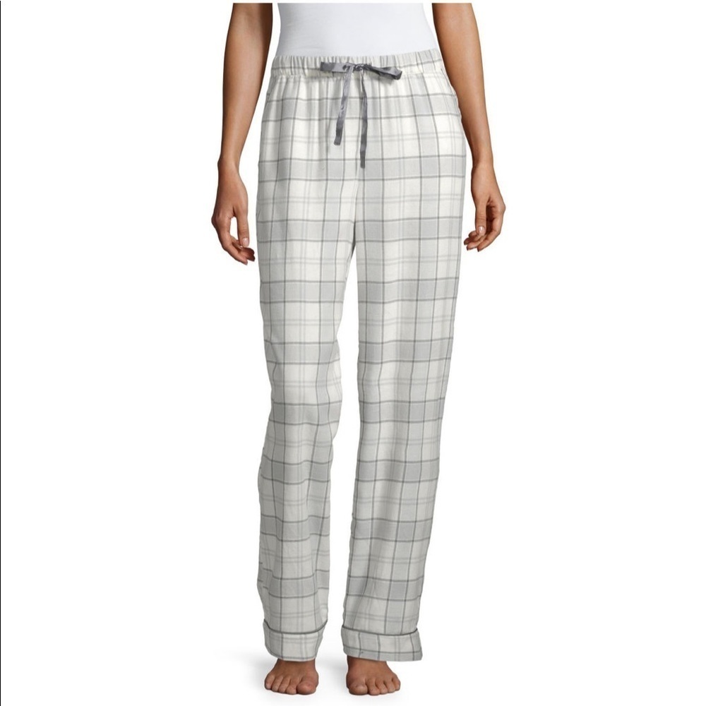 New Womens Plus Size Flannel PJ Pants Gray Plaid